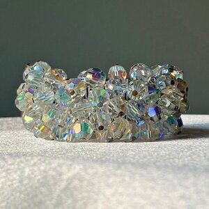 Vintage Aurora Borealis Cha Cha Expansion Stretch Bracelet Crystal AB Japan MCM